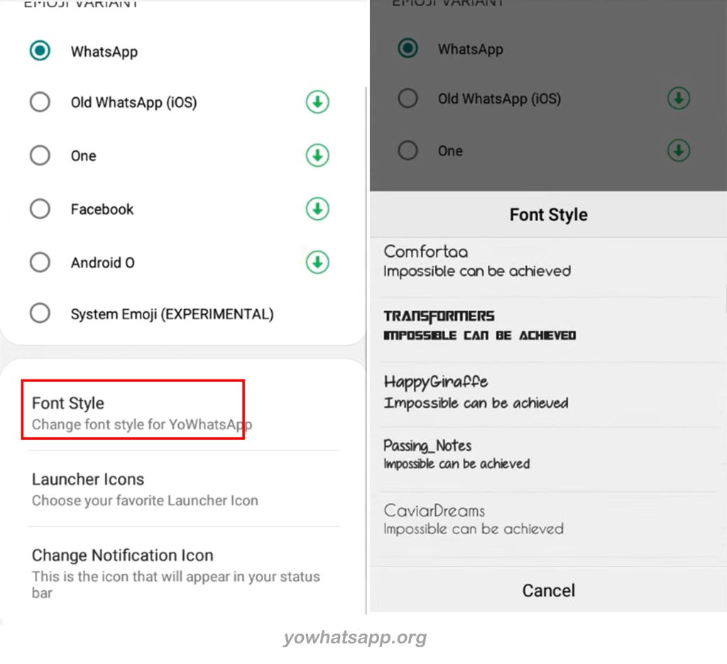 How to Change Font in Yo WhatsApp