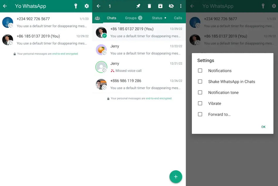 Yo WhatsApp Setting